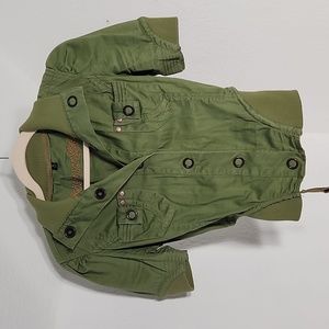 XOXO Olive Green Button Jacket Sz.S Sleeve Crop